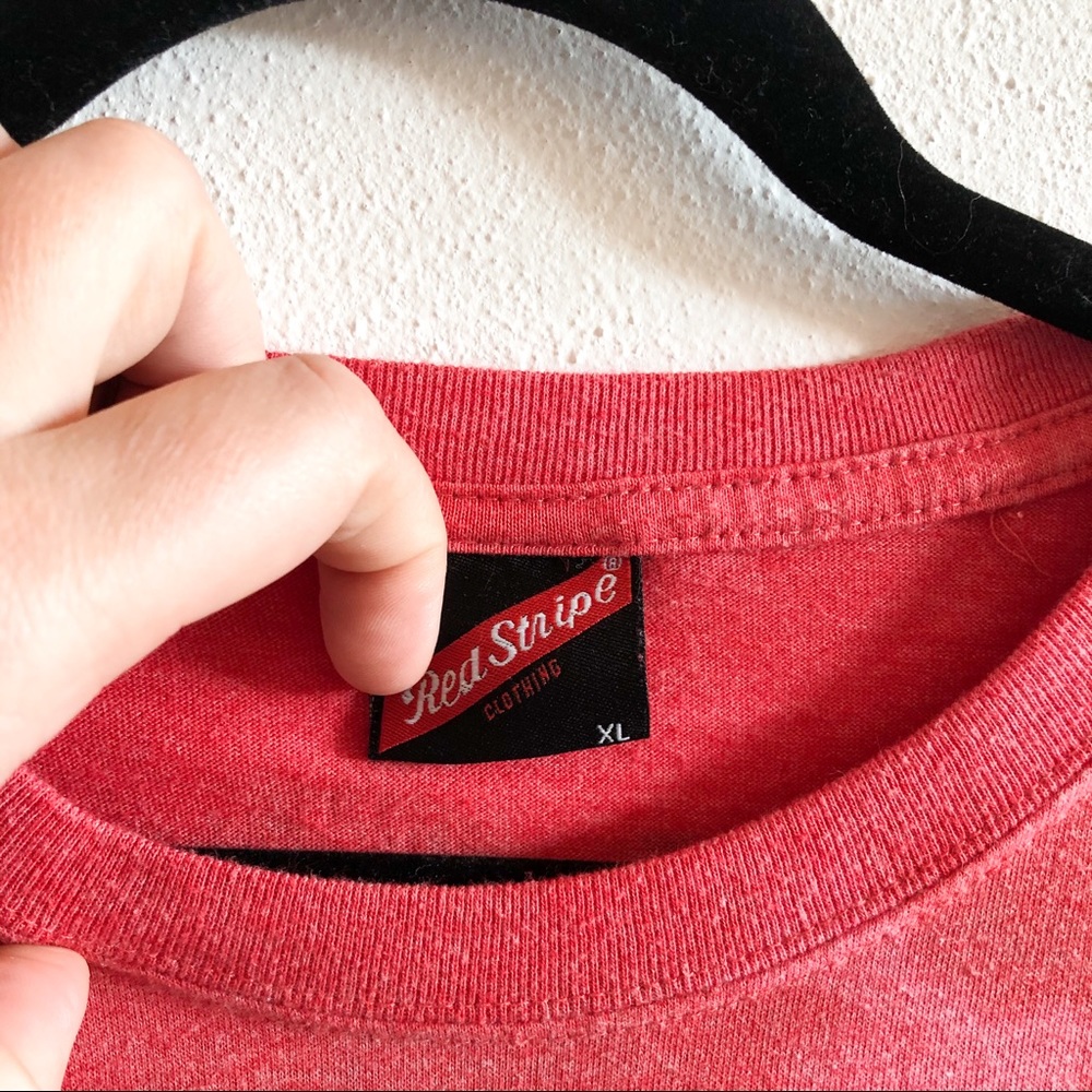 RED STRIPE bleach dyed graphic tee shirt XL - Picture 3 of 7